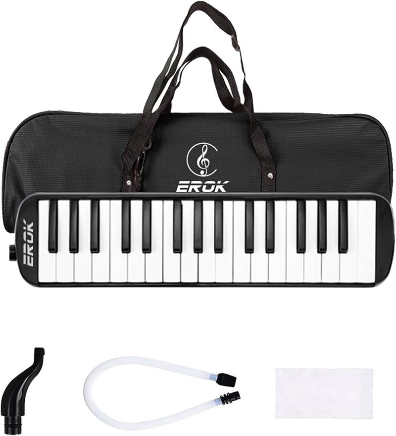 EROK 32 Keys Melodica Keyboard Instrument - Portable with Carrying Bag, Ideal for Beginners & Adults Gift (Black) - Image 1